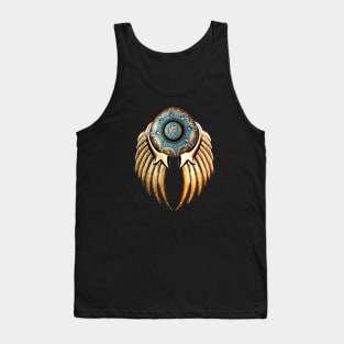 Gold and Cobalt Angel Pattern Tank Top